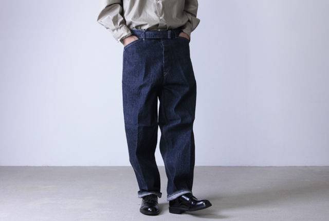 20ss comoli デニムベルテッドパンツ ベルテッドデニムパンツ コモリ